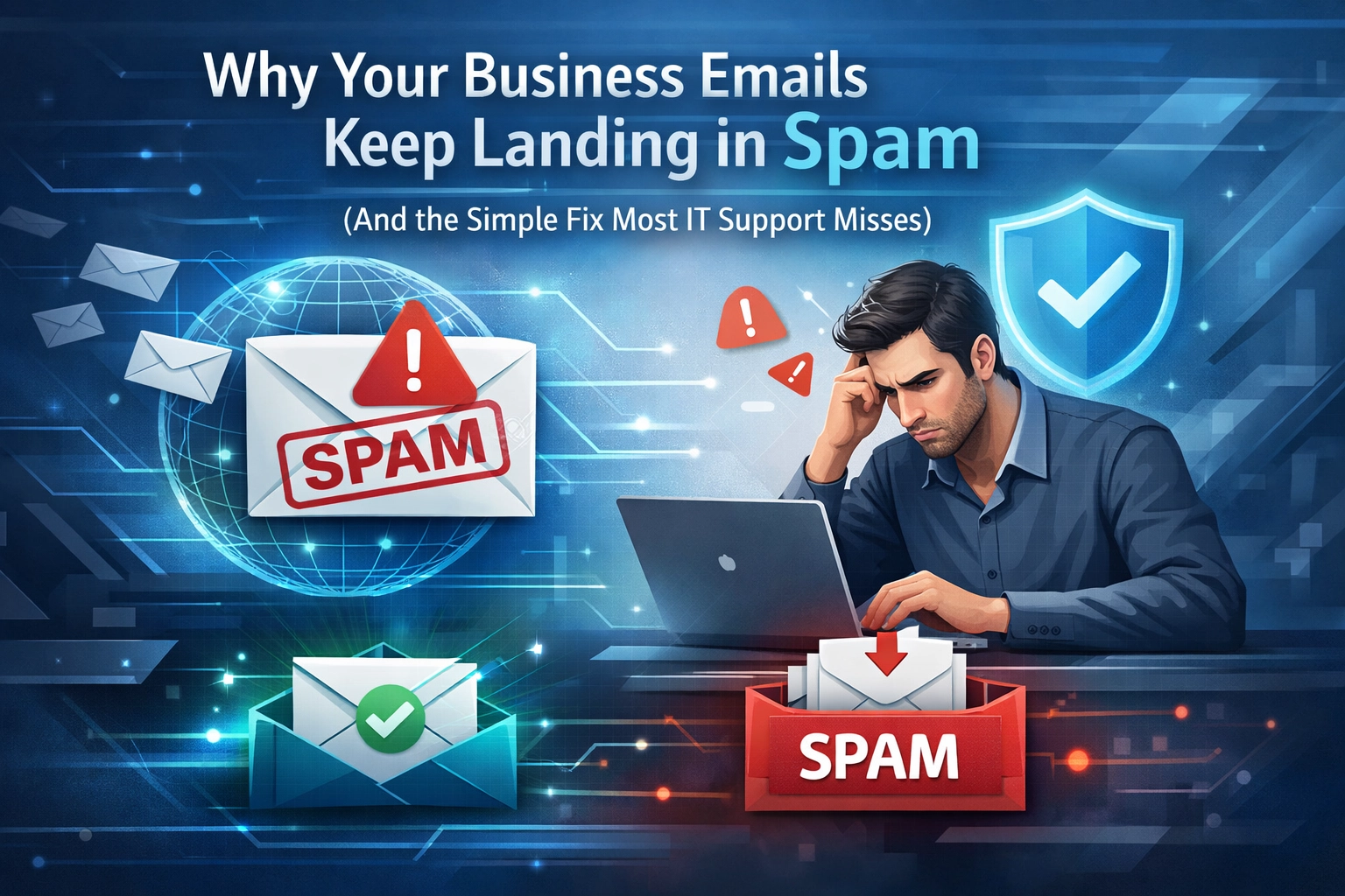 Featured image for “Why Your Business Emails Keep Landing in Spam (And the Simple Fix Most IT Support Misses)”