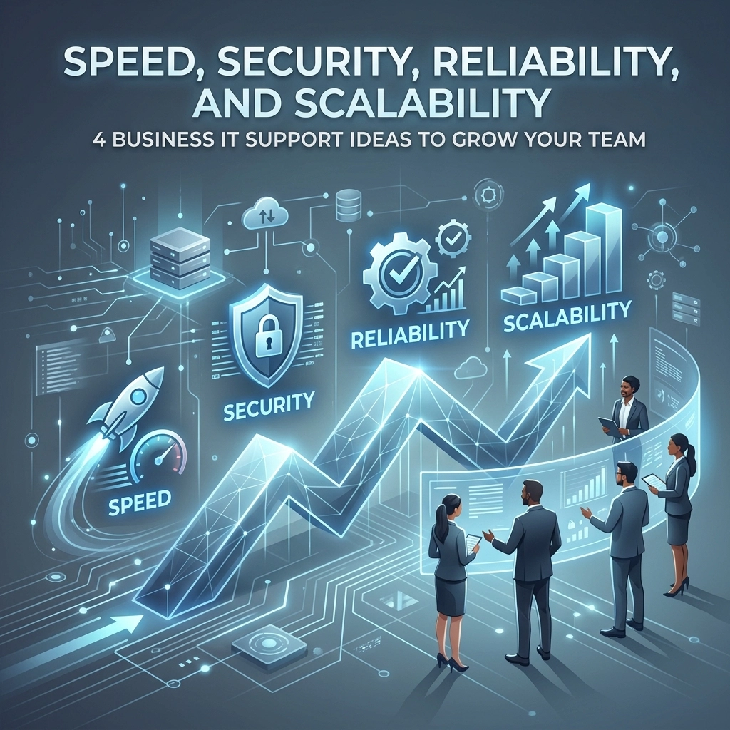 Featured image for “Speed, Security, Reliability, and Scalability: 4 Business IT Support Ideas to Grow Your Team”