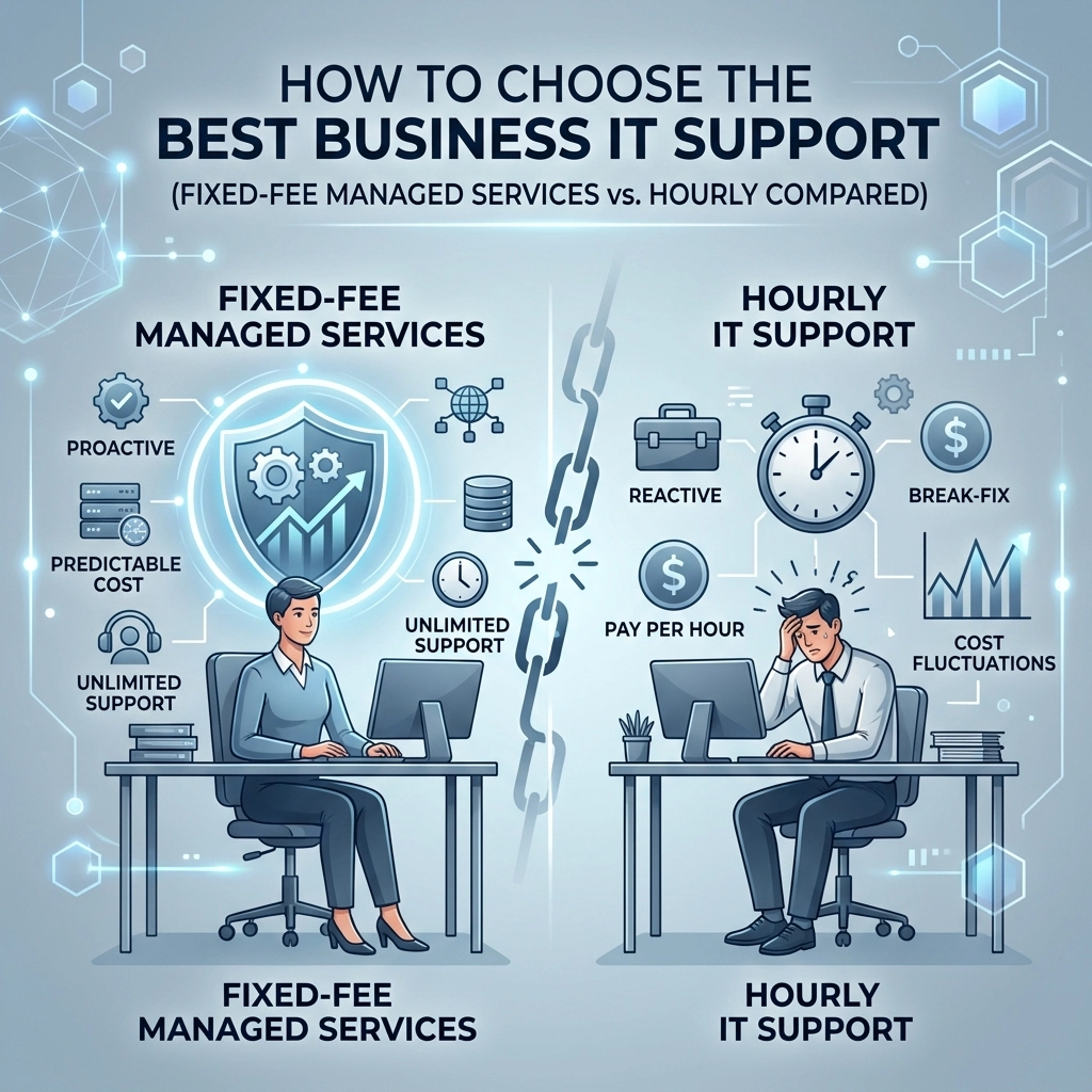 Featured image for “How to Choose the Best Business IT Support (Fixed-Fee Managed Services vs. Hourly Compared)”